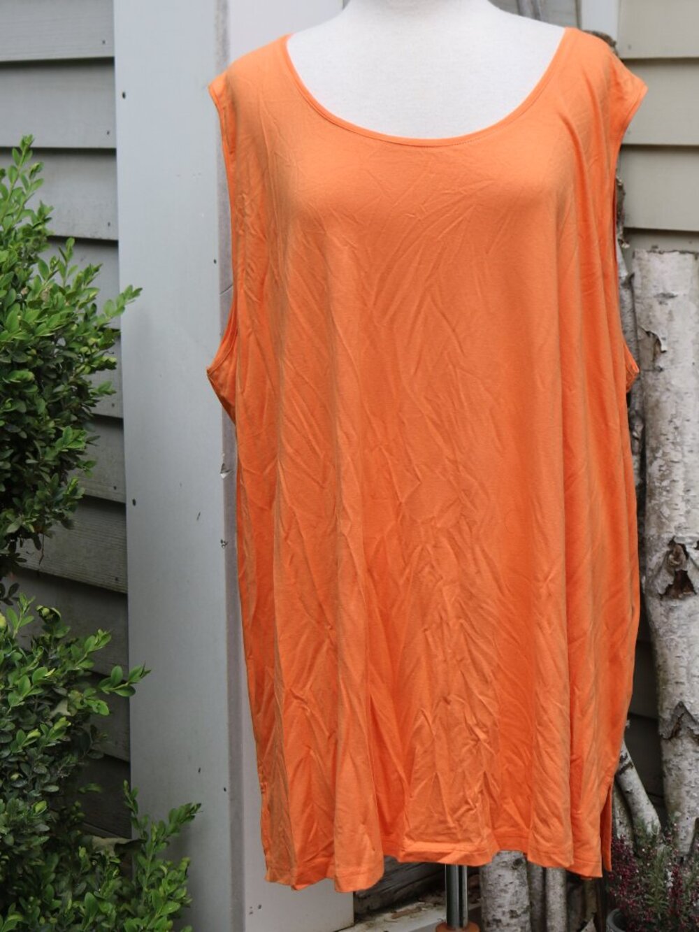 Ulla Popken Luxury Selection Cantaloupe Orange Sleeveless Top Sz 28/30